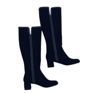 NIB Adrienne Vittadini Black Suede Riding Boots